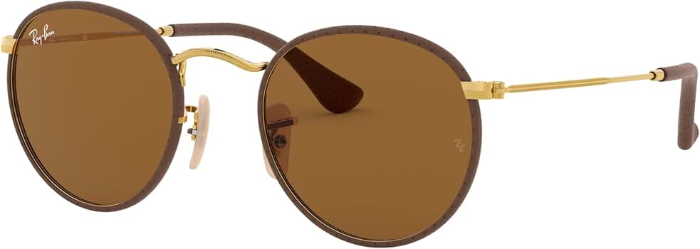 Ray-Ban RB3475Q Round Craft Sunglasses, Leather Brown On