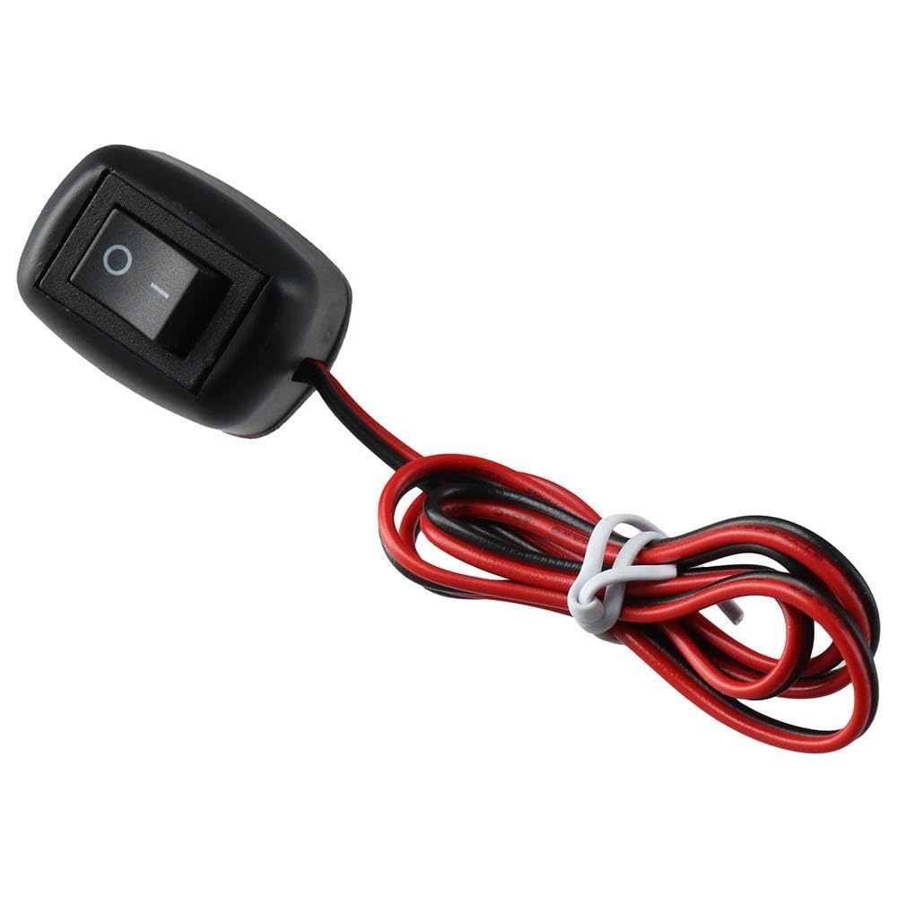 HOBBYIN ON Off Push Button Switch,12V 24V 0.6M Prewired Switch, Durable Installation Rocker Switch 12V/7.5A 24V/3.8A