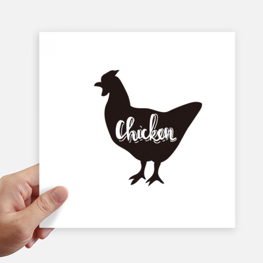 Poulet en noir et blanc autocollant mural sticker ordinateur portable et déco moto 4Pcs 20cm