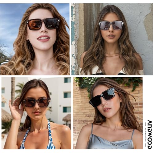 ANDWOOD Retro 70s 80s Square Polarized Sunglasses for Women Men Vintage Rectangle Shades4