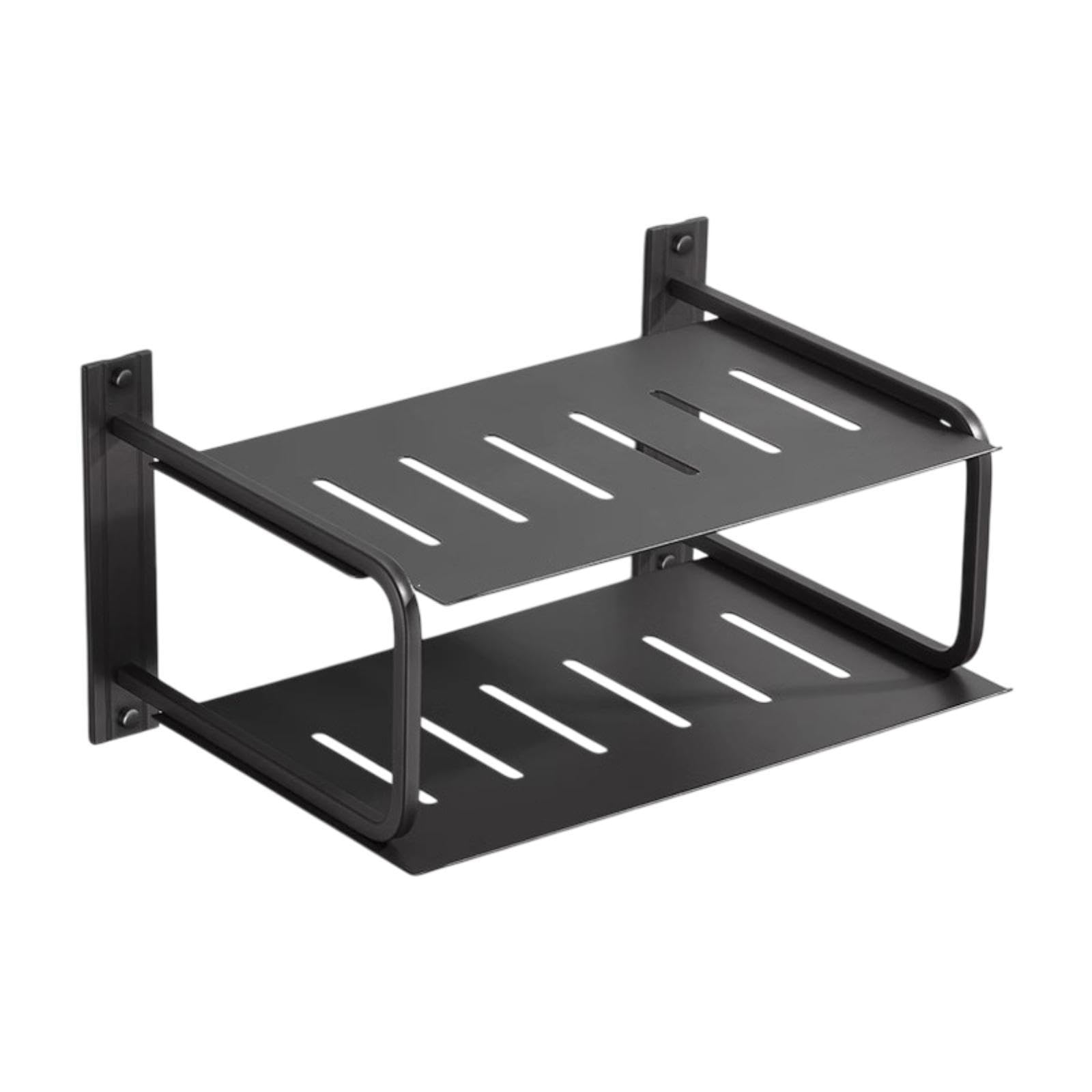 2 layers projector shelf wall mounted home organizer for socket hotel player black