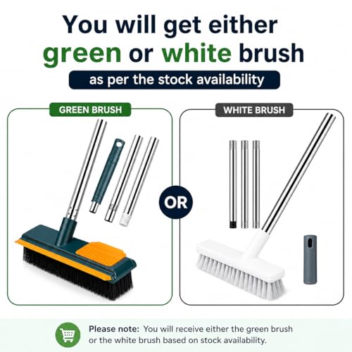 Image of Toilet Cleaning Brush with Wiper Tiles Cleaning Bathroom Brush Floor Scrub Brush with Long Handle 120 Rotate 2IN1 Home Kitchen Bathroom Toilet Cleaning Brush - Multicolour