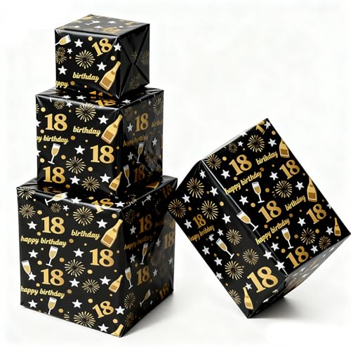 Jatidne 18th Birthday Wrapping Paper Boy 18th Birthday Decorations 6 Sheets