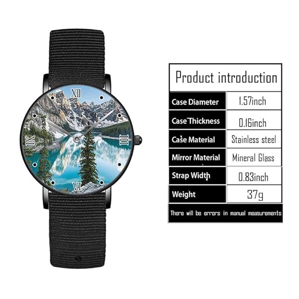 Moraine Lake Banff Canada Mooie Natuur Horloges voor Mannen Vrouwen Ultradunne Jurk Bijpassende Horloges voor Geschenken Horloges met Zwart Nylon Mesh Band Horloge, Zwart