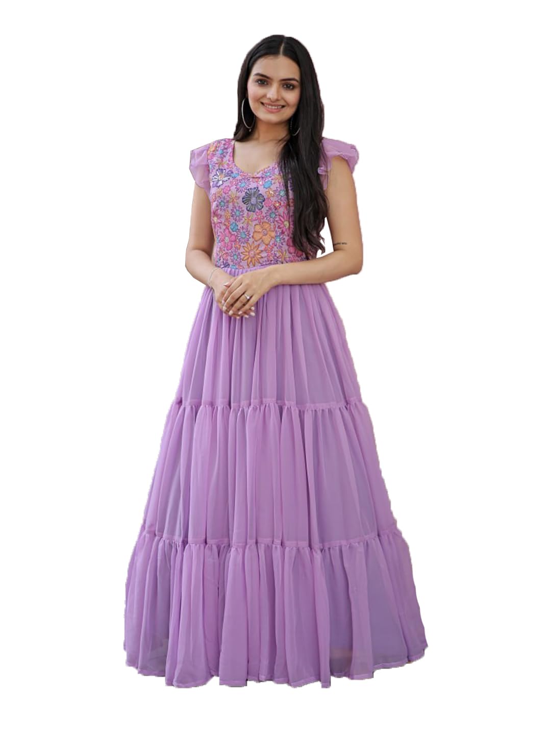 FUSIONICFeaturing Lavender Color Ethnic wear Gown Set - XXL