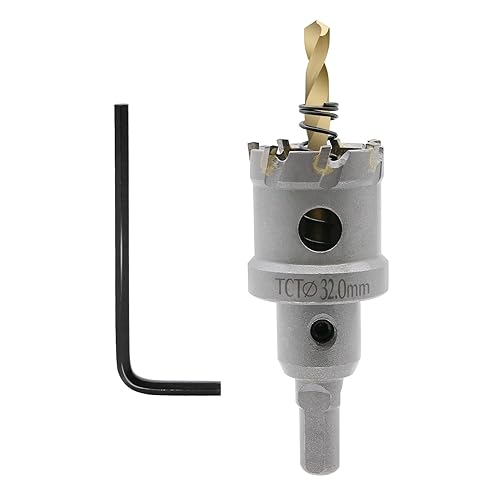 Sierra de agujero con punta de carburo de tungsteno de 1-14 pulgadas, cortador de sierra de agujero T.C.T de 4 pulgadas con 1 broca de sierra de