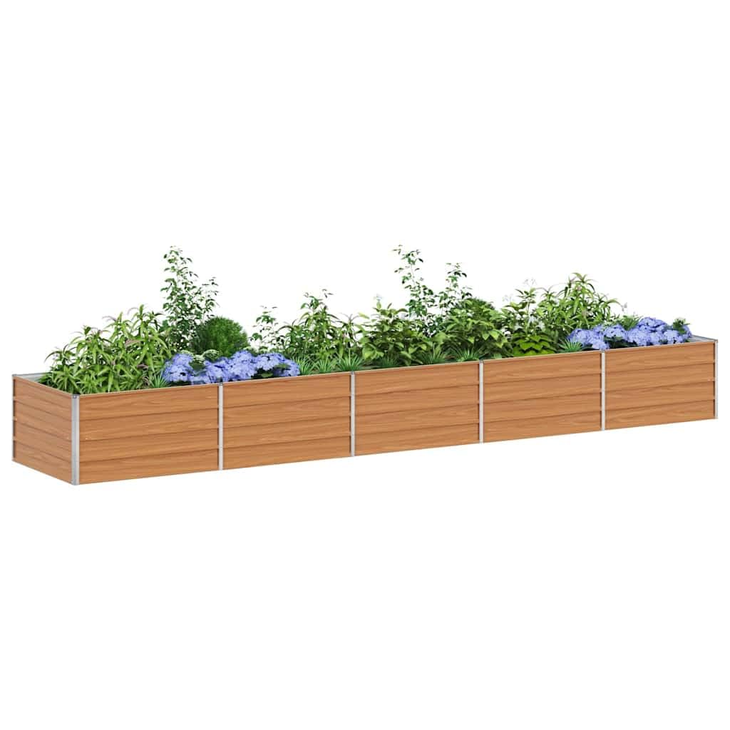 vidaXL Arriate Elevado Marrón Claro 400 x 80 x 45 cm Acero Galvanizado, Jardín y Terraza, Maceta de Metal Resistente, Huerto Elevado, Caja de Flores Exterior, Contenedor de Plantas para Hierbas