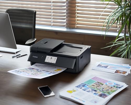 Canon PIXMA TS9550 Drucker Farbtintenstrahl Multifunktionsgerät DIN A4 A3 (Drucker A3, Scanner, Kopierer, 5 separate Tinten, WLAN, LAN, Print App, 2 Papierzuführungen, Duplexdruck) schwarz – Bild 7