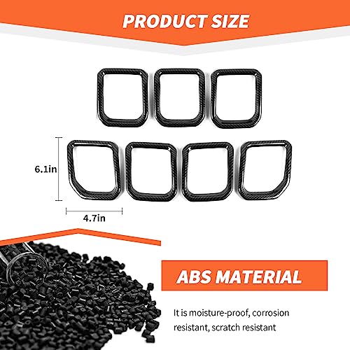 Image of Grill Inserts ABS Carbon Fiber Grille Guards Trim Compatible with Jeep Compass 2021 2022 2023 Trailhawk /Limited /Latitude /Altitude /Sport