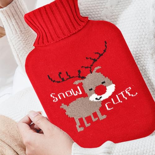 ASSUGO Weihnachtsgeschenke wärmflasche, 2l große wärmflasche mit bezug, geschenke für frauen hot water bottle, wärmflasche kuschelig für...
