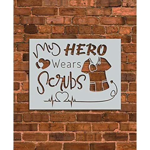 My Hero Wears Scrubs Stencil Template - Reusable Stencil - INNOVO Stencils Cover