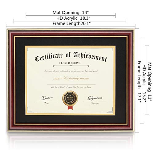 Image of ELSKER&HOME 11x14 Diploma Frame with Black Mat,Real Wood Cherry