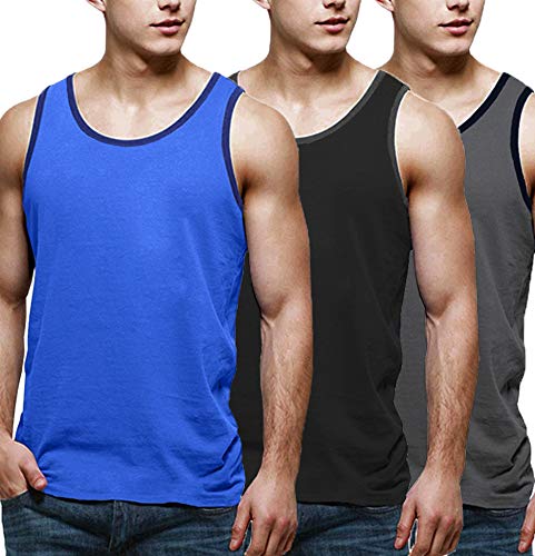 COOFANDY Men's 3 Pack Quick Dry Workout Tank Top Gym Muscle Tee Bodybuilding Fitness Sleeveless T Shirts