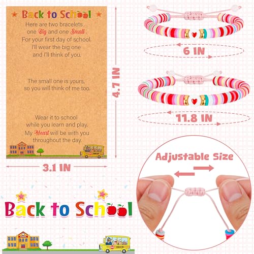 Image of EOBOH Back to School Supplies, Back to School Bracelet Mommy and Me, Prek Matching Wish Bracelets Set, Adjustable Bracelet for Boys Girls Gifts Stuff Bulk