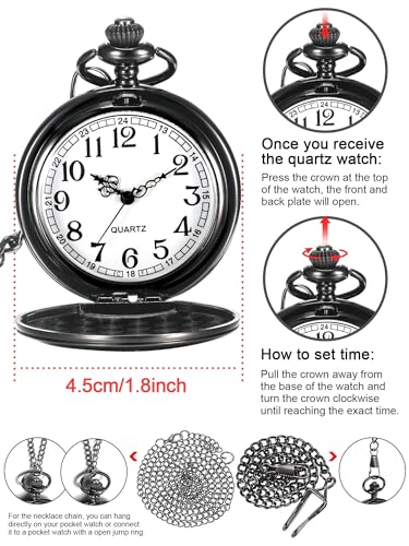Hicarer Pocket Watch Teacher Arabic Numerals Pocket Watch for Men Women Teacher Appreciation Supplies - Image 3