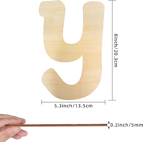 Miniatura 2 de Letras de madera de 8 pulgadas de letra Y de madera de 15 pulgadas de grosor, letras del alfabeto de madera sin terminar para decoración de pared,