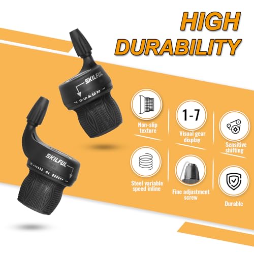 image for EMERK Bicycle 21 Speed Shifter Lever Revoshift Shift Lever Set, 3 x 7 