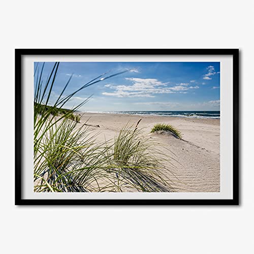 Cadre en bois 70x50 cm stable avec tableau moderne plage de Mrzeżyno pour habiller vos murs