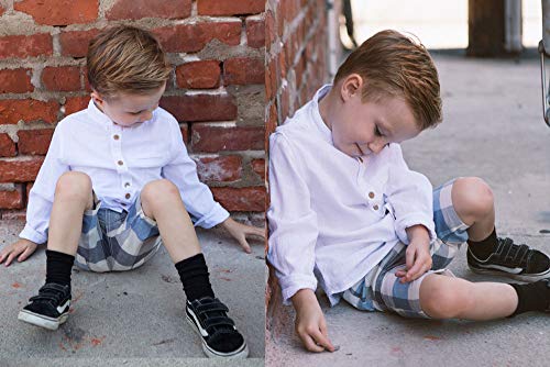 MOMOLAND Little Big Boys Long Sleeve Woven Cotton Button Down Linen Design Shirt Solid Printed4