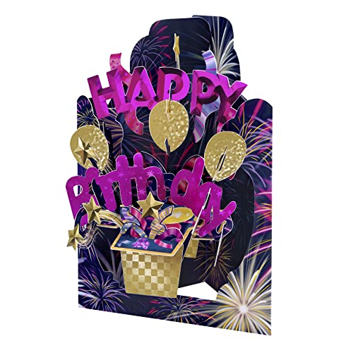 Santoro - Tarjeta Swing Cards Feliz Cumpleaños Fucsia Inglés En Oferta Santoro Tarjeta De Felicitación 3D Desplegable Para Cumpleaños, Para Niños, Familia, Cumpleaños