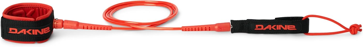 Dakine Procomp Surfboard Leash 5ft, Lightweight Surf Leash 5ft with 3/16" Urethane Dura-Cord, Durable Surf Board Leash for Performance Surfing, Flame ScarletSize: 5FT X 3/16IN, Color: FLMESCRLET