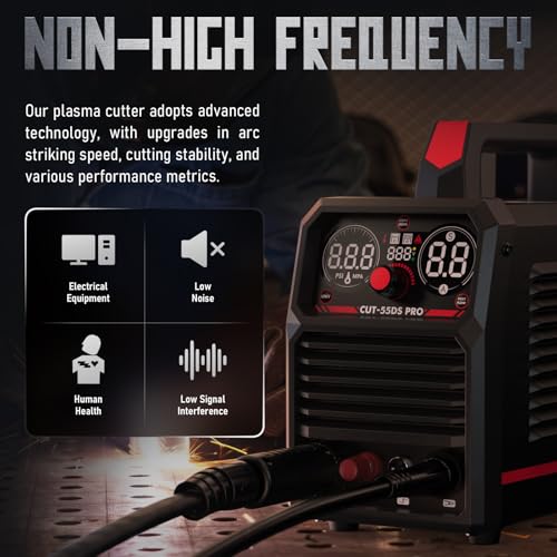 Image of YESWELDER 55 Amp Plasma Cutter Non-High Frequency, Large LED Digital Display Non-Touch Pilot Arc, Digital DC Inverter 110 /220V Dual Voltage Plasma Cutting Machine CUT-55DS PRO