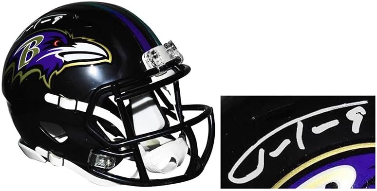Justin Tucker SignedSpeed Mini Football Helmet Beckett