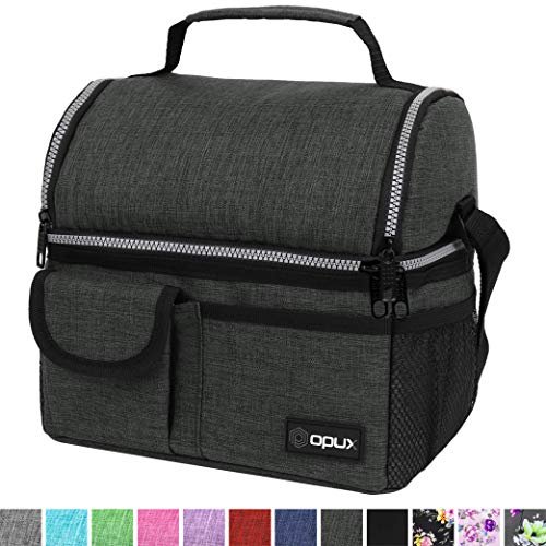 OPUX Insulated Dual Compartment Lunch Bag for Men, Women | Double Deck Reusable