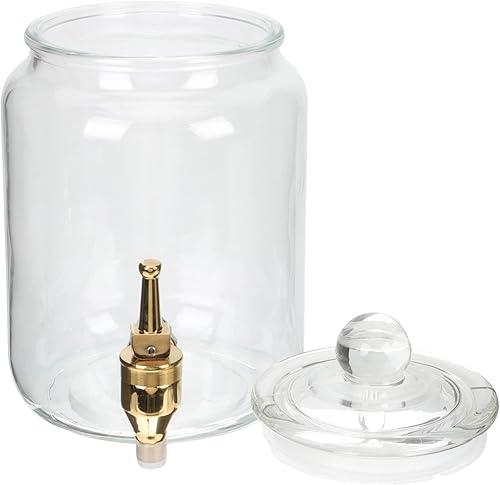 Happyyami Botella de vino de vidrio, jarra de masón, dispensador de bebidas de vidrio, nevera, cubo de agua fría, cafetera helada, dispensador de