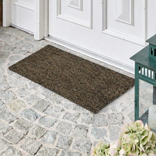 Paillasson moderne en coco - 45 x 75 cm - Gris Antidérapant et robuste Pour intérieur et extérieur couvert