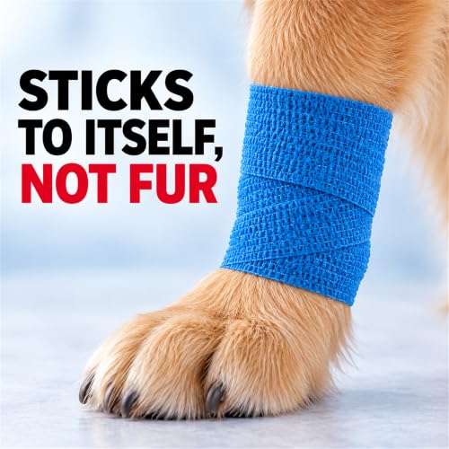 3M Vetrap Bandaging Tape, Blue, 4 in x 5 yd, 3 Pack (3 Rolls), Self-Adherent Cohesive Wrap, Hand-Tear, Latex-Free Hypoallergenic, Sticks to Itself Not Fur - image 5