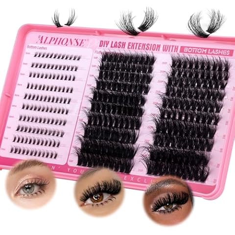Fluffy Lash Clusters with Bottom Lashes Cluster Eyelash Extensions Thick Volume Individual Lashes 320pcs ALPHONSE Lash Extension Clusters for Beginners (150D+200D, 12-20mm) Cover