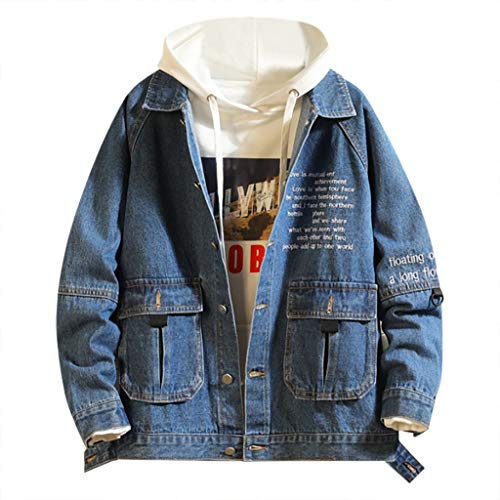 Veste en jean homme col montant boutonné veste denim brodée