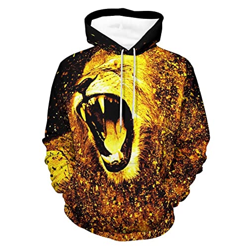 Hoodie Lion unisexe en impression 3D et manches longues taille S