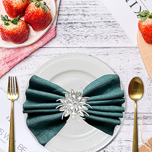 Silver Bling Napkin Rings Set Of 12, Elegant Diamond Napkins Ring Decor Gifts For Weddings, Dinner Party, Banquet, Table Decoration Accessories #TOP3