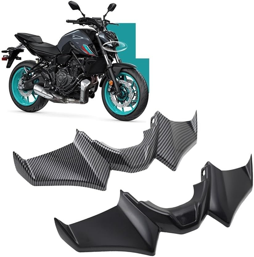 Motorcycle Side Wind Wing for MT-07 SP 2021 2022 2023 2024 Motorcycle Sport Downforce Front Spoilers Aerodynamic Wing Deflector Motorcycle Spoiler Wing(Carbon Fiber Look)