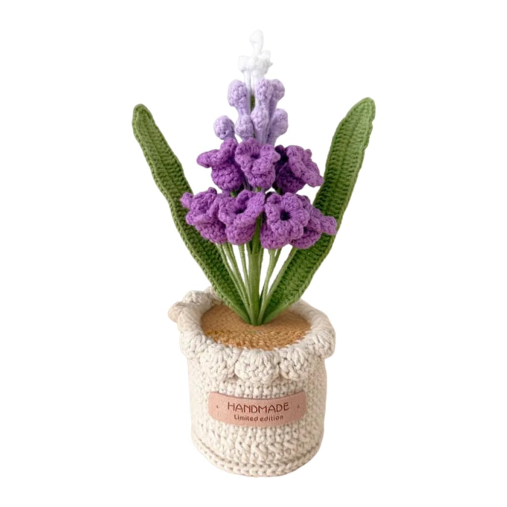Magicherry Hyacinth Crochet Flowers Potted Plants Artificial Knitted Hyacinth Flowers Bouquet For Home Deocr And Handmade Presents For Women, Gradient Purple