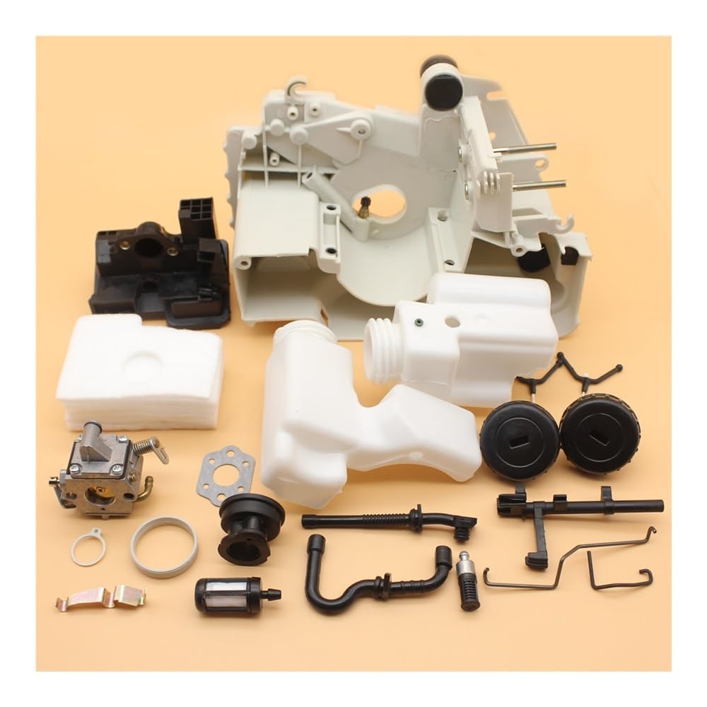 Cárter, Carcasa del Motor, carburador, Filtro de Combustible, Kit Aceite Compatible con MS180, MS170, 018, 017, Motosierra Gasolina, Piezas plástico