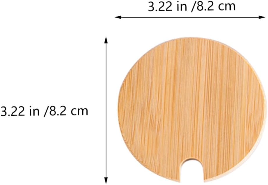 Artibetter 8pcs Jar Lids for Wide Mouth Glass Jars, 72mm Inner Diameter Sealing Covers with Straw Holes, Eco-friendly Wood Lids for Canning and Drink Storage