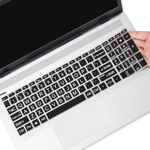 Large Print Keyboard Cover for HP Laptop 15-db/da 15-dw 15-dy 15-bs/bw 15-ef 15t 15z 15.6" 15-db0011dx 15-dy1043dx/dy1051wm 15-dw0037wm/dw1083wm 15-ef1001ds ef1023dx,HP 17-by/bs/ca 17.3 Keyboard Skin