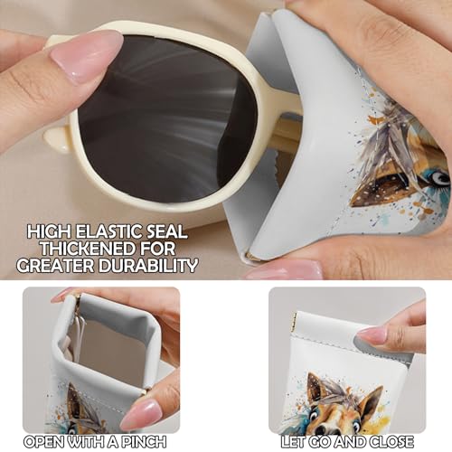 Image of 2 PCS Glasses Eyeglass Sunglasses Case Pouch Soft PU Leather Cute Aesthetic with Cleaning Cloth for Boys Men Man