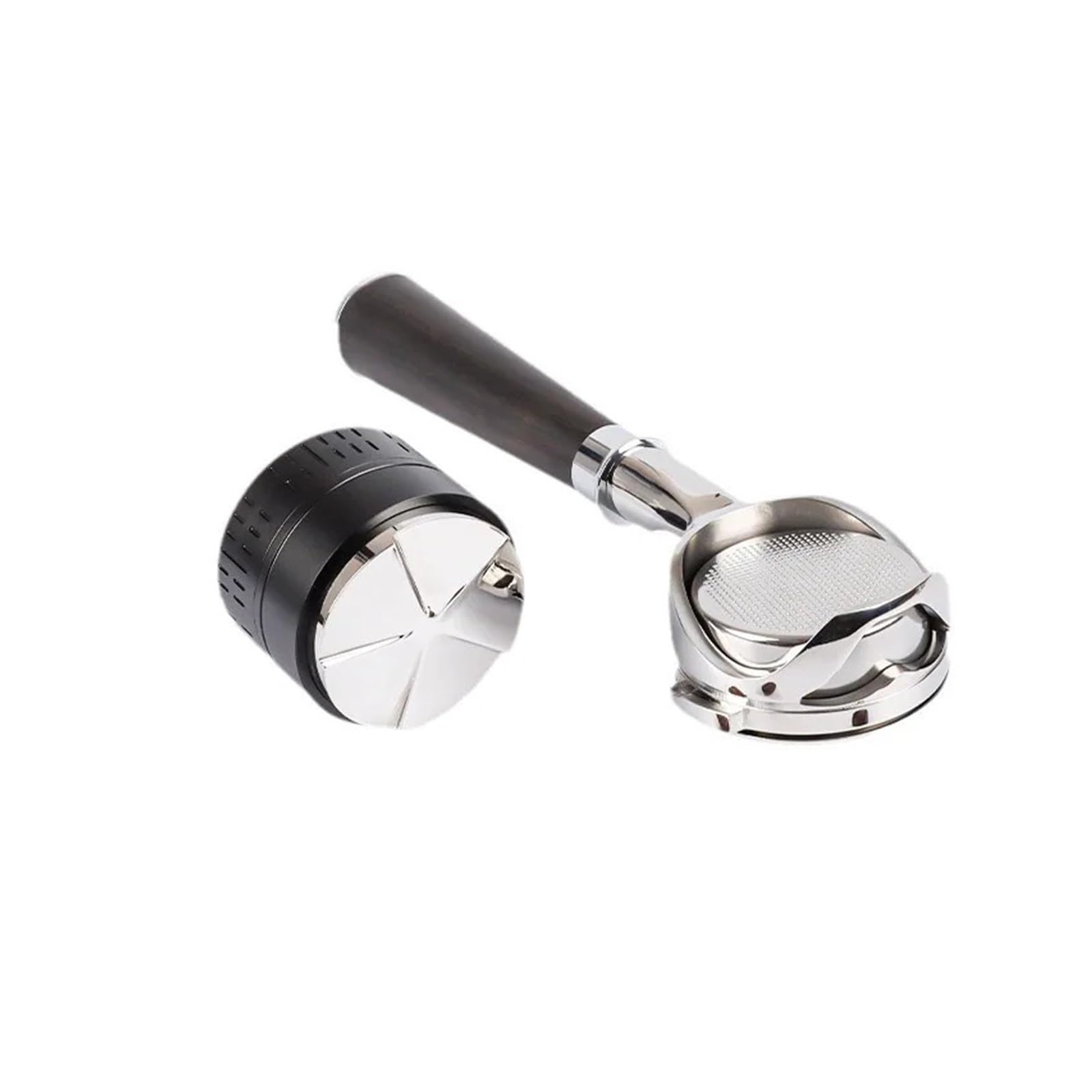 Portafiltro, compatible con Breville, 58mm sin fondo | cesta de filtro reutilizable de acero inoxidable 304, mango hueco desmontable(D colour wood)