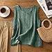 Girls Linen Tank Tops Spring Summer Cotton Sleeveless Shirts Casual Gauze Crewneck Loose Fit Tunic Top Cruise Capsule Wardrobe Valentine's Day Camisole Size 9-10 Green