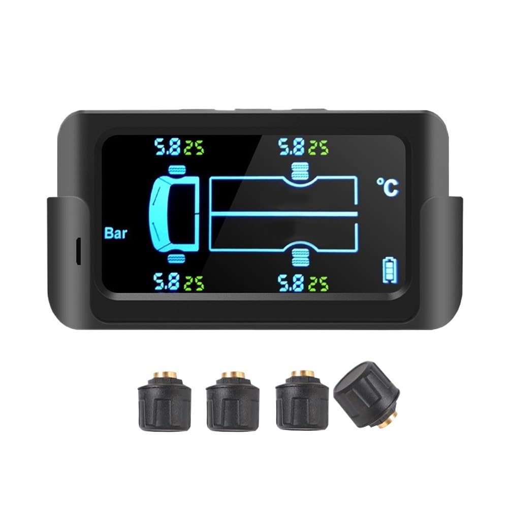 Tpms Sistema di monitoraggio della pressione dei pneumatici for camion con 4 sensori, diagnostica dei pneumatici, computer di bordo, rimorchio, autobus, furgone, camper, accessori auto Pressione Pneum