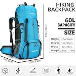 King'sGuard 60L Hiking Backpack, Waterproof Camping Backpacking Backpack for Men Outdoor Climbing Daypack (Light-Blue) - Image 3