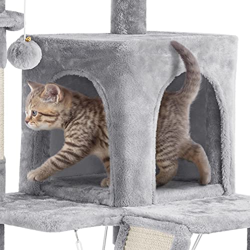 Torre para Gatos 40 pulgadas con Perchas y Rascadores Gris Claro miniatura 7