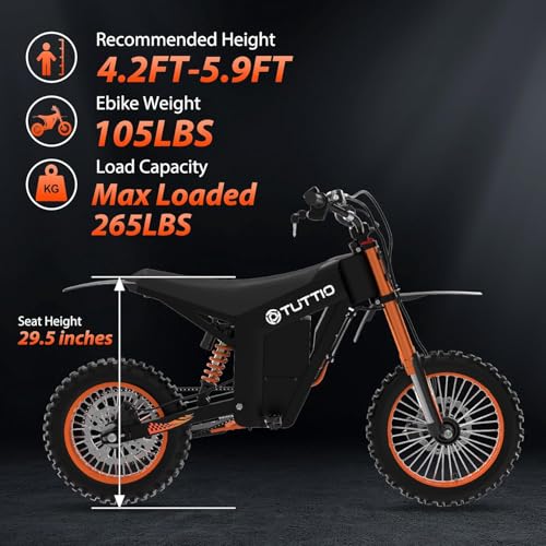 Image of IGC Tuttio Soleil01-GB Electric Dirt Bike, Peak 3000W 21AH Outdoor Electric Mini Bike - 14 inch /12 inch Fat Tire Motorcycle, 3 Speed Modes Off-Road Ebikes, 18-43 Miles Range Ebikes for Adults & Teens