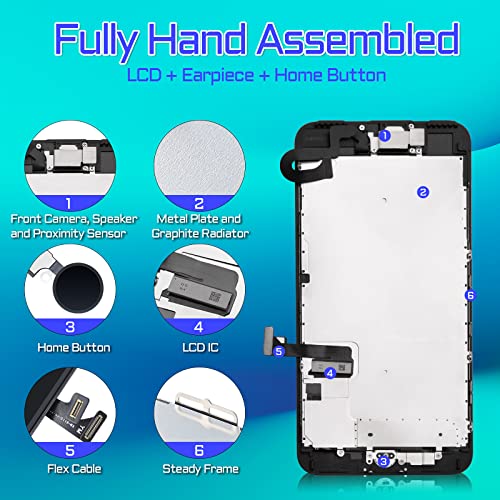 For Iphone 7 Plus Screen Replacement With Home Button 5.5" Black Lcd 7Plus 3D Touch Display Digitizer Earpiece Full Assembly Glass Front Camera Speaker Sensor Repair Tools Fix Kit A1661 A1784 A1785 #TOP2