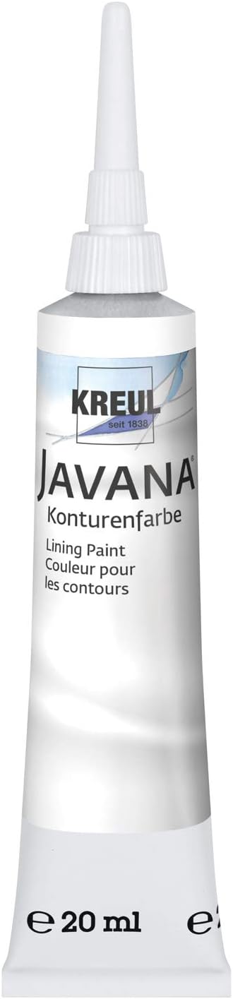 Kreul Javana 815720 Silk Painting Contour Paint for Fabrics, 20 ml Tube with Fine Spray Nozzle, White