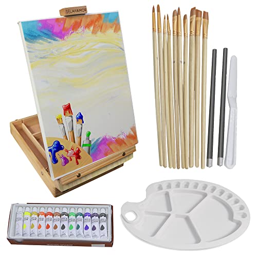 SelahAmor Artist Painting Easel Stand Art for Adults, Adjustable Height with Portable Bag for Floor/Table-Top Drawing and Displaying, Extra Thick Aluminum Metal Tripod Display Easel 21